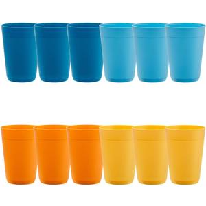 US Acrylic Newport 10 ounce Unbreakable Plastic Stackable Juice Tumblers in 4 Sunrise Colors | Set of 12 Drinking Cups | Reusable, BPA-free, Made in the USA, Top-rack Dishwasher and Microwave Safe