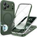 BERFY for iPhone 17 Pro Max Case, Compatible with MagSafe, Built-in 9H Tempered Glass Screen Protector and Camera Protection, Full Body Shockproof Translucent Matte Phone Case 6.9", Deep Green