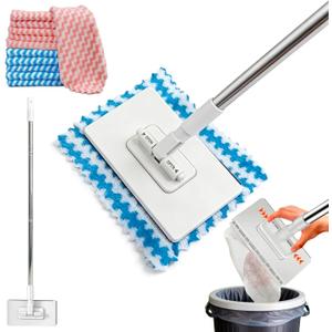Snap Grip Mini Mop, Zero Touch No Wash Lazy Mop with One-Click Cloth Change, Compatible with Face Towels, Adjustable for Wet/Dry Floors, Tile, Hardwood, Corners (10 Reusable Cloths)