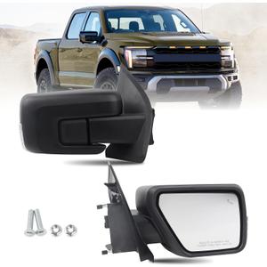 RH W/BLIS Door Mirror 13Pins Compatible With 2021-2023 Ford F-150 Right Passenger Side Textured Cover Manual Folding W/Turn Signal Light & BLIS (Blind Spot Light) ML34 17683, ML34 17682, Standard