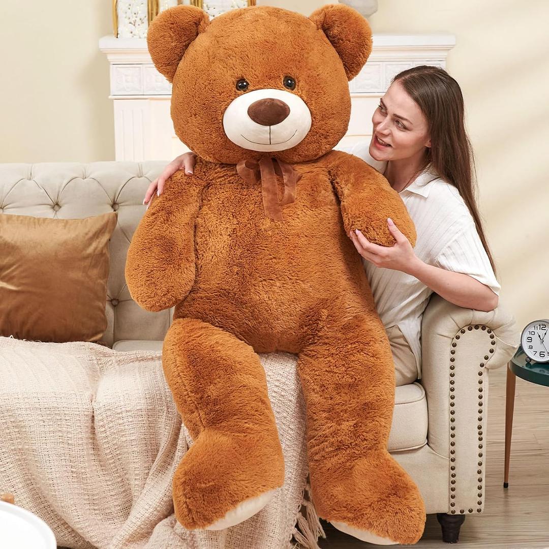 Toys Studio 51 inch Soft Stuffed Brown Teddy Bear Plush Grizzly Bear Stuffed Animal Hugging Toy for Girls Kids Birthday Gift Christmas Valentine's Day Mother's Day Baby Shower Party Decor