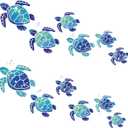 12 Pcs Sea Turtle Wall Decals Ocean Turtle Vinyl Stickers Underwater Bathroom Decals Waterproof Wall Sticker Decoration for Home Office Nursery Room Toilet (Blue)