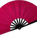 3 x 13" Glitter Large Rave Fans Clap Fans for Line Dancing Folding Clack Handheld Foldable Decorative Fans Hand Fan for Dance, EDM Music Festivals & Parties(Deep Pink)