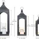 NEEDOMO Lanterns Decorative Indoor&Outdoor,Set of 3 Outdoor Lanterns for Porch, 26" Metal Frame Candle Holders with LED Candles, Fall, Christmas