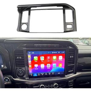 Carbon Fiber Style Center Console Dashboard Panel Navigation Frame Cover Trim Interior Accessories for Ford F150 2021+ Navigation (24-25 high Configuration)