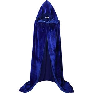 VGLOOK Unisex Adults Hooded Cloak Velvet Cape for Halloween Cosplay Costumes (Large, Blue)