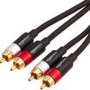 Amazon Basics 2 RCA Audio Cable for Amplifier,Active Speakers or Subwoofer with Gold-Plated Plugs, 4 Feet, Black