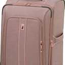 LONDON FOG Newcastle Softside Expandable Spinner Luggage, Rose Charcoal Herringbone, Checked-Medium 24-Inch