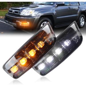 Full LED DRL Turn Signal Light Front Bumper Fog Lamps Compatible with Toyota 4runner 2003 2004 2005,Replace Front Air Vent Trim & Grille Air Vent Trim Indicated Light,2 pcs