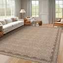 CAREMEE Scalloped Washable Rug 8x10 Area Rugs for Living Room, Solid Coffee Rug for Bedroom Girls, Non Slip Scalloped Throw Rugs with Rubber Back, Soft Dorm Nursery 8x10 Carpet for Dining Room