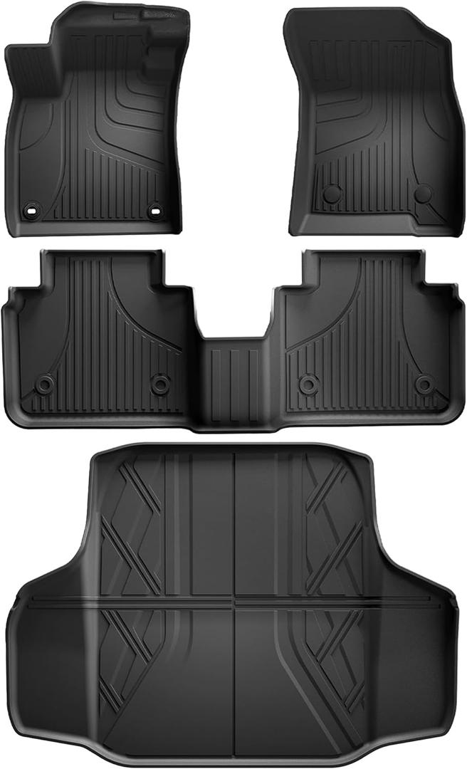 AOMSAZTO All Weather Floor Mats for Honda Accord 2026 2025 2024 2023 (Include Hybrid), TPE Floor Liner & Cargo Mat for Honda Accord Accessories 1st 2nd Row and Cargo Liner Trunk Mat Full Set, Black