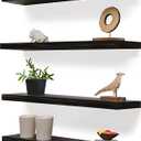 24 Inch Floating Shelves for Wall Rustic Brown Wood Wall Shelves for Bedroom Set of 4