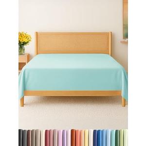 Queen Size Flat Sheet - Hotel Quality Top Flat Bed Sheet Only - Ultra-Soft, Breathable & Cooling - Fade & Wrinkle Free - Easy-Care, Stain & Shrink Resistant Bedding - Easy-Fit & Oeko-Tex - Spa Blue