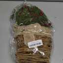 Hanging Christmas Wreaths for Front Door, Xmas Door Hanger Basket Winter Wreath with Berry Pine Needles for Indoor Outdoor Christmas Decorations