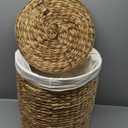 Round Woven Wicker Laundry Hamper with Lid - Large Water Hyacinth Storage Wicker (Natural Brown, 15x15x20 in)