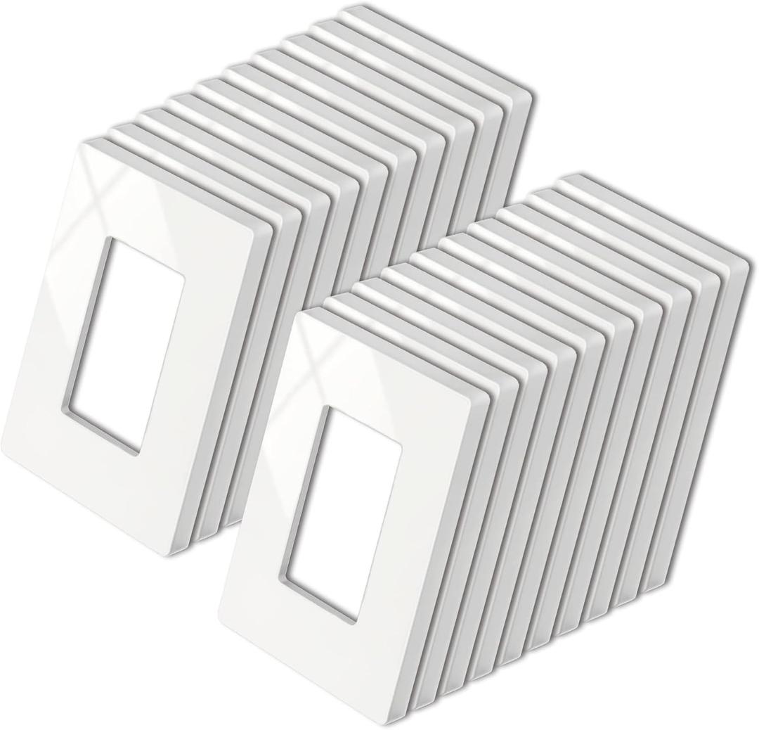 20 Pack BESTTEN Screwless Wall Plate, 1 Gang Decorator Light Switch Plate, Decor Outlet Cover, H4.69 x W2.91, USWP4 Off White Series Wallplate