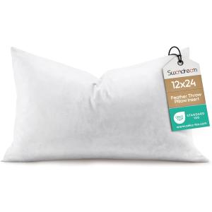 12x24 Feather Lumbar Pillow Insert, Decorative Throw Pillow Insert for Covers, Fuller Fit with Soft Support for Bed and Couch