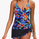 Daci Women Tankini Swimsuits with Skirt - Two Piece Tummy Control Skirted 2PC Bathing Suits Swimwear Large, Colorful Floral 