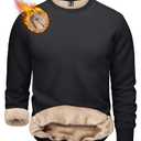 TACVASEN Sweatshirts for Men Fleece Lined Crewneck Sweatshirts Warm Sherpa Lined Long Sleeve Winter Pullover for Men Black
