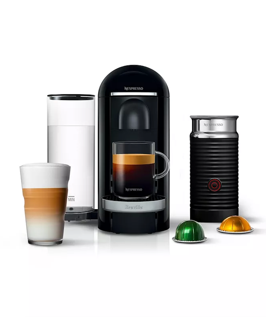 Nespresso Vertuo Plus Deluxe Coffee and Espresso Maker by Breville, Piano Black with Aeroccino Milk Frother