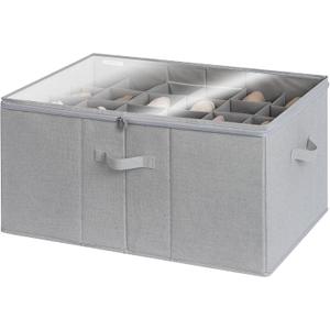 StorageWorks Shoe Organizer for Closet, Fits up to 24 Pairs, Shoe Cubby Storage Containers with Adjustable Dividers and Clear Cover, Grey