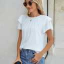 Blooming Jelly Women Dressy Casual Tops Business Work Blouses Summer Shirts Short Sleeve Crew Neck Outfits 2026 (White, Large)