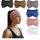 Headbands for Women, Non Silp Wide Hair Bands, Elastic Thick Head Bands, Stretchy Soft Sports Sweat Bands for Spa Workout Running Gym, Twist Knotted Cotton Cloth Turban Hair Accessories 5Pcs