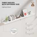 Heimlove 48 Inch Picture Ledge Shelf with Lip,White Floating Shelves for Wall Set of 3,Long Wall Shelves in Varying Depths for Living Room,Bedroom,Nursery,Bookshelf