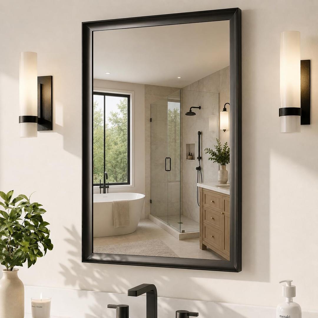 USHOWER 24x36 Inch Black Bathroom Mirrors for Over Sink
