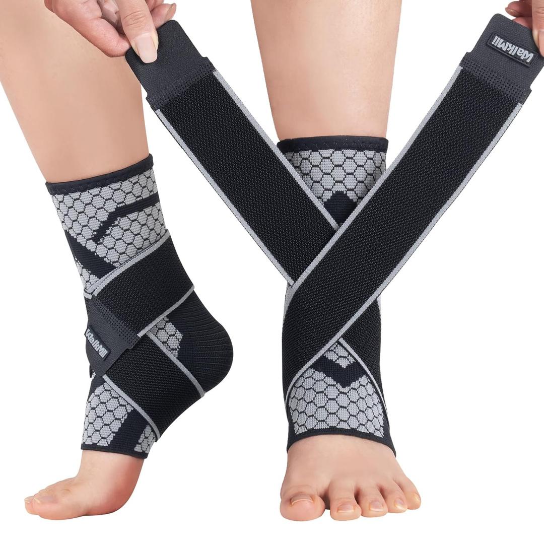 Ankle Compression Sleeves (1 Pair)-Ankle Brace for Achilles Tendonitis, Sprain, Pain Relief, Plantar Fasciitis Ankle Support Socks with Adjustable Strap for Women & Men-S