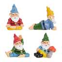 Juvale 4 Pieces Mini Garden Gnomes, Outdoor Statue Set in Funny Poses for Yoga Gifts, Plant Pots Decor (2 in)