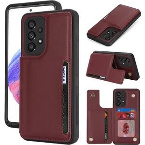 iCoverCase Compatible with Samsung Galaxy A53 5G Case with Card Holder, A53 5G Wallet Case for Women Men [RFID Blocking] PU Leather Protective Phone Case for A53 5G (Wine Red)