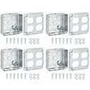 Four Set of 4x4 Electrical Box and Electrical Outlet Cover With 46 screws,2-Gang Duplex Receptacle Box,8*1/2''&4*3/4"in Side and 2*1/2''& 2*3/4" in Bottom Knockouts,Square Metal Electrical Box