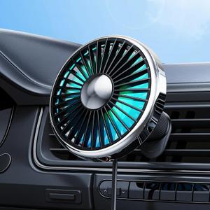USB Car Fan, Electric Fan for Air Vent, Personal Vehicle Fan, Mini Air Circulator for Sedan, SUV, Truck, Van, 3-Speed Adjustable, Powerful Airflow.