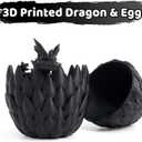 3D Dragon Egg - Easter Egg with Flexible Dragon Inside, Large 3D Printed Gift, Figurine Decor, Executive Desk Toy(12 Dragon, Black)