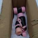 XUDREZ Roller Skates for Girls and Women, Stylish Black PU Leather Roller Skates with Pink Light Up Wheels, Indoor Outdoor Roller Skates for Youth Kids Girls, Size 33