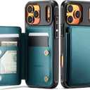 Vinich for iPhone 17 Pro Max Wallet Case with Card Holder, RFID Blocking Credit Slots Kickstand Shockproof Phone Cover Fit for iPhone 17 Pro Max 6.9" Bluish Green