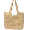 GOLDTIMO Beach Bags for Women - Summer Soft Large Woven Shoulder Purse Handbag, Beach Tote Straw Bag for Summer Vacation, Beige