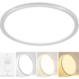 24'' Modern LED Ceiling Light Fixture - Ultra Thin Flush Mount, 50W 5000LM, Brushed Nickel - Perfect for Bedroom, Kitchen, Dining Room, Living Room, Home Office, Hallway.