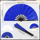 Maitys 2 Packs Large Folding Hand Fans 13'' Chinese Handheld Fan Large Clap Fans for Line Dancing, Tai Chi, Festival, Kung Fu, Martial Art, Gift, Includes 2 Pouch (White and Blue)