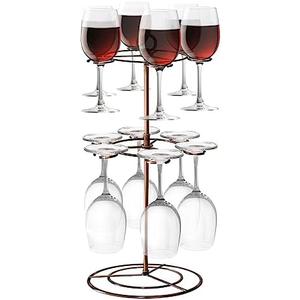 GeLive Champagne Stand Holder for Party, Drink Tree, Wine Glass Tree Flight Server, Tabletop Stemware Rack Hanger Organizer Champagne Tower Stand Cocktail Cup Tree for Wine Tasting Party Bar (Bronze)