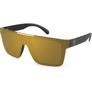 FEISEDY Men Sunglasses Polarized Oversized Square Flat Top Cycling Running Fishing Golf Hiking Sports B2990 (Polarized Brown Mirrored Lenses With Black Temples 003)