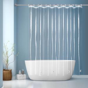 EurCross 84Wide Clear Shower Curtain Liner 84 x 72 inch, Waterproof Premium PEVA Wide Plastic Shower Curtain with 5 Magnets, 14 Metal Holes and Hooks