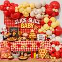 Pizza Party Balloon Arch Garland Kit for Pizza theme Birthday Slice Baby Shower Special Delivery Bridal Shower Girls Night Bachelorette Party Decoration (Cheese Yellow Red)