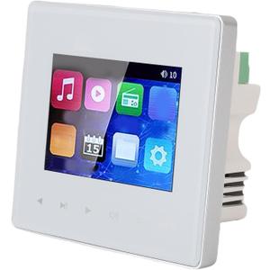 Zopsc Smart Bluetooth Wall Amplifier with 2.8in HD Touch Screen, FM Radio, Timer Control, Multi Zone Audio for Ceiling Speakers, 4x25W Output, Aluminum Alloy