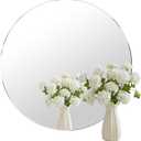 20'' Glass Round Mirror for Wall Decor, Wall Mounted Circle Mirror with Adhesive Tapes for Bathroom, Living Room, Vanity, Bedroom, Entryway, Over Sink, Hallway, Home Decor