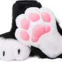 Cosplay Animal Cat Wolf Dog Fox Fursuit Feet Paw Claw Shoes Furry Boots Costume Accessories for Adult (Black-white)