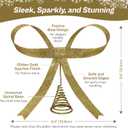 3 x Large Metal Bow Christmas Tree Topper,9.4 Inch Glitter Gold Tree Topper,Gold Bow Christmas Tree Decorations for Xmas Home Decor Holiday Party Indoor Outdoor Shop Office