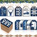 Blulu 60 Pcs Buffalo Plaid Wooden Tag Labels - Rustic Christmas Wishes Holiday Tags with Jute Ropes, 3 x 2 Inch