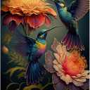 SnowSky Christmas Hummingbird Wall Art, Ornament, Acrylic Mural for Hummingbird Lovers, Suitable for Garden, Office, Bedroom, Living Room, Hallway, 17.71" x 11.81" 